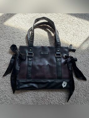 Y2K Metal Mulisha Pink And Black Mesh Purse Tote Bag Bow Studded